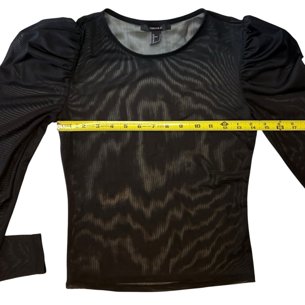 Forever 21 Black Sheer Mesh Puff Sleeve Top - Picture 5 of 7